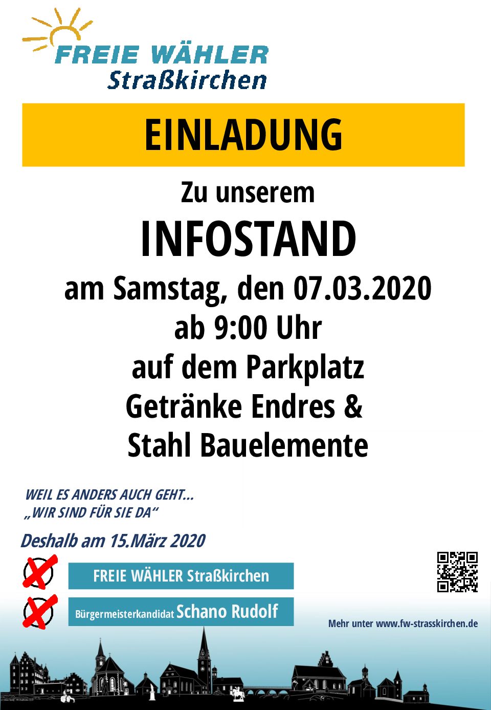 Infostand am 07.03.2020 Parkplatz Getränke Endres / Bauelemente Stahl